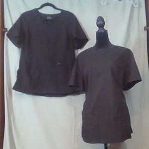 2 Women's Scrub Tops Size L Cherokee iFlex/Elle Black